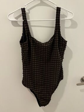 Thrills low back gingham one piece swim suit